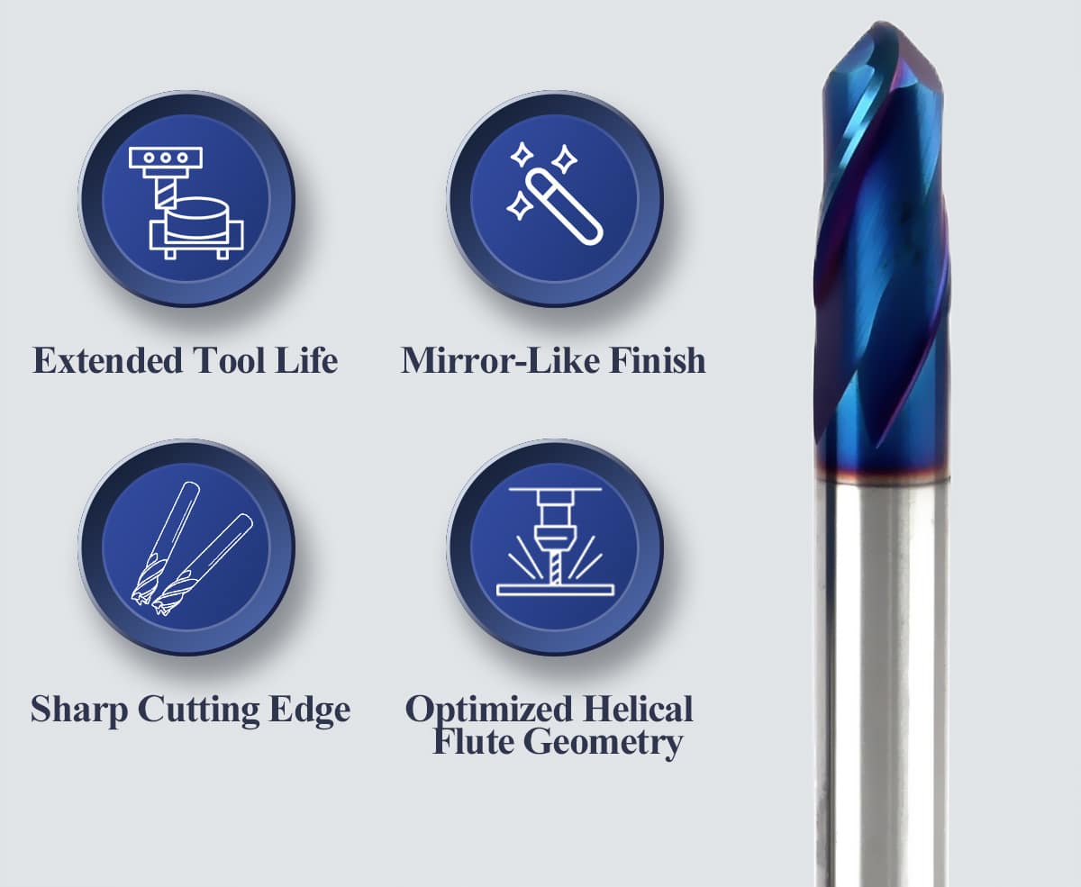 HRC65 2F Ball Nose End Mill Detail01