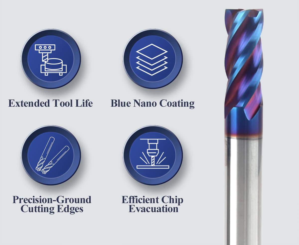 HRC65 4F Corner Radius End Mill Detail01 2